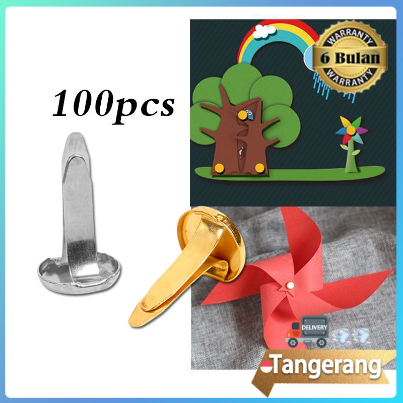 100pcs Paku Belah Pengikat Kertas / Paku Belah / Paper Fastener Colorfull