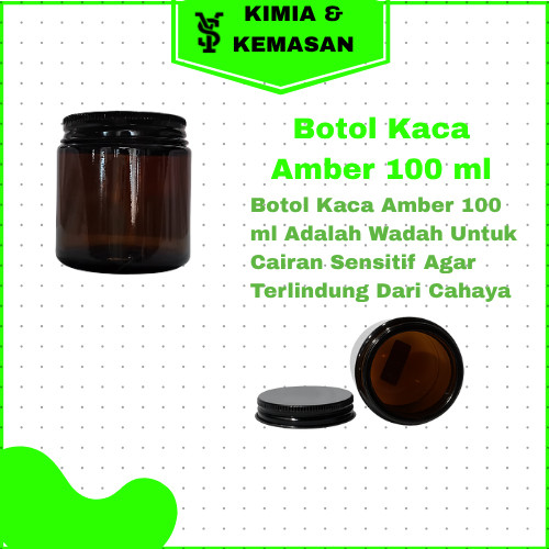 Jar Kaca Amber 100gr / Pot Jar Amber Pomade / Pot Kaca coklat 100ml