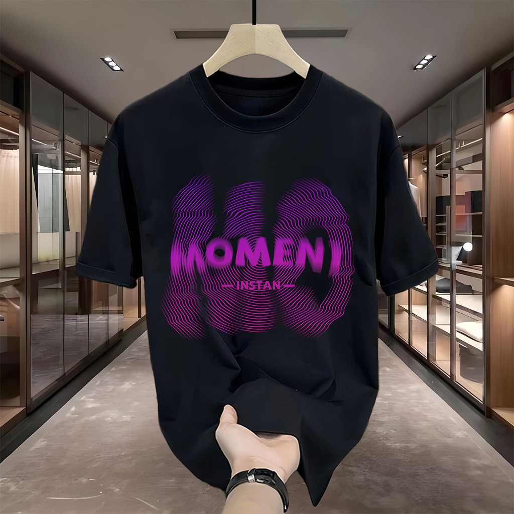 Kaos cowok keren Pria trendy Kaos pria ukuran besar dengan kesan mewah dan kerah bulat kaos dengan m