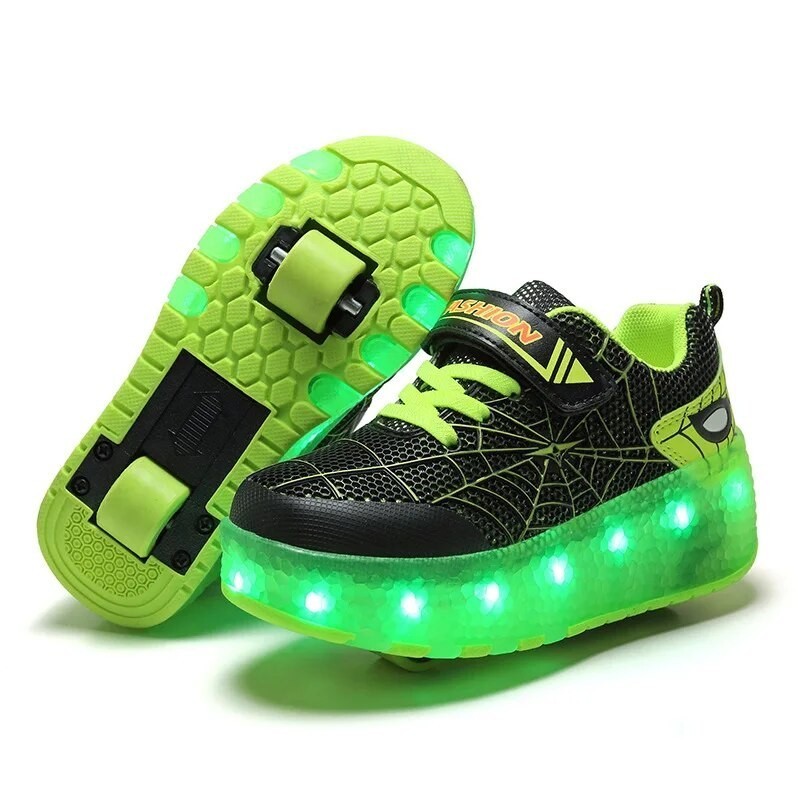 Kids Sneakers USB Recharge Light Up Skates Shoes Boys Girls Casual Skateboarding Shoe Roller Skate O