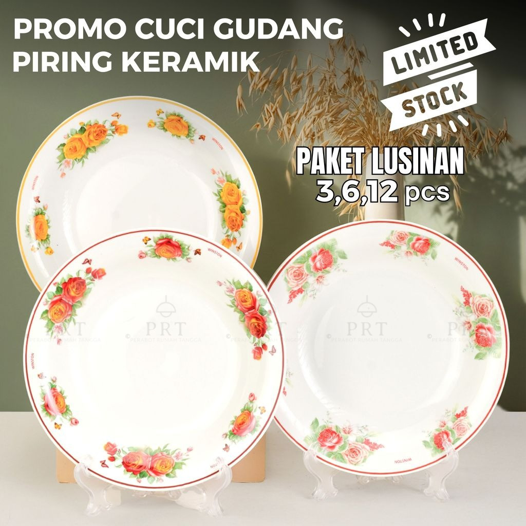 WINSTON Piring Makan Keramik Motif Bunga Aesthetic / Piring Lontong 9 inch Keramik Premium SNI