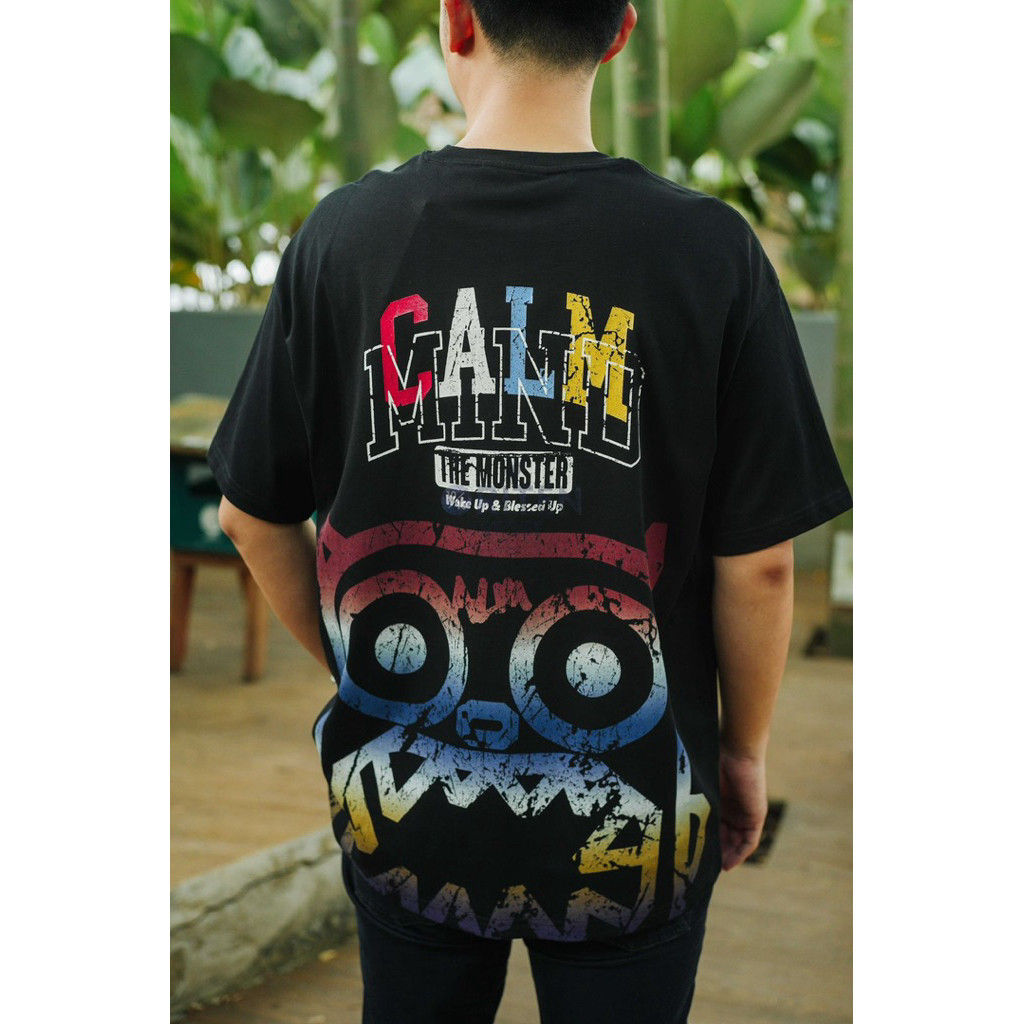 HOT Calmmind Colorful Gradient Monster Tee Black Original / Baju Kaos Calm Mind Authentic