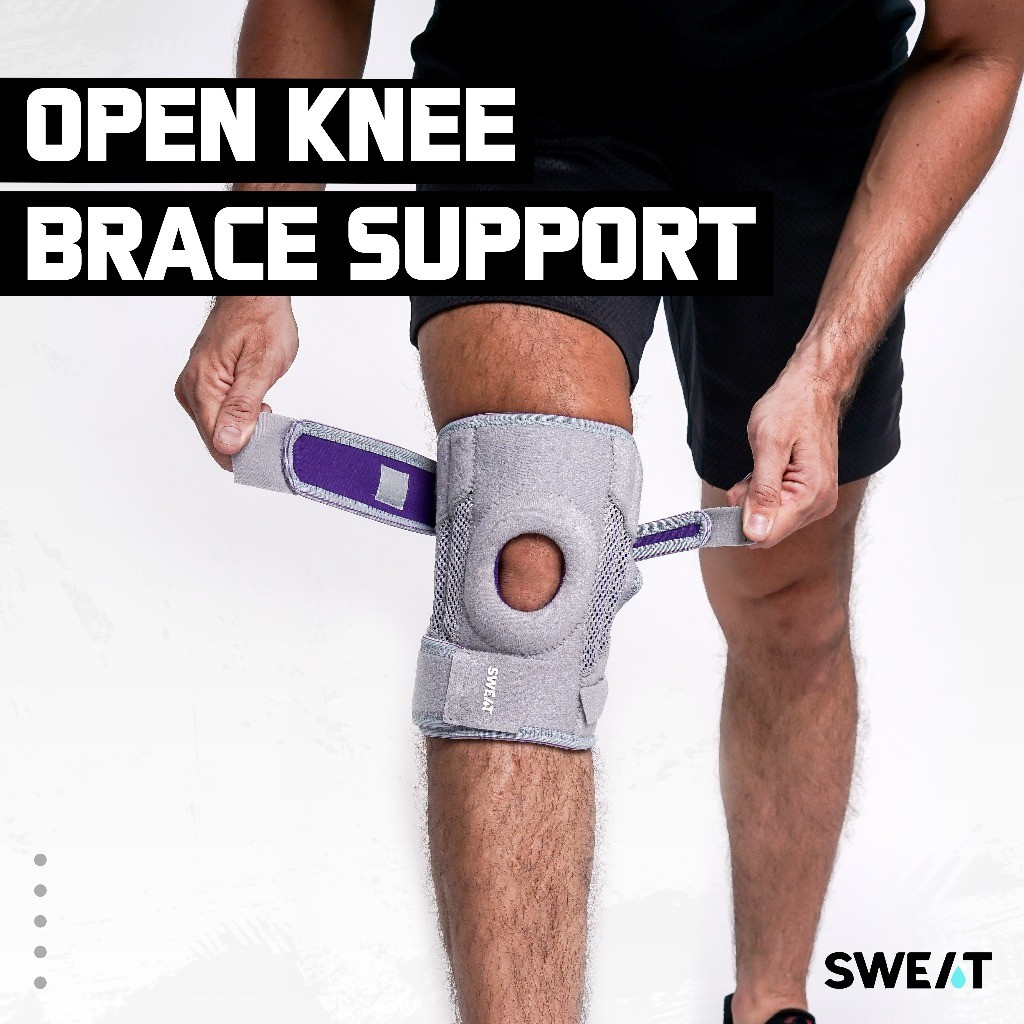 SWEAT - Open Knee Brace Support | Knee Brace Patella - Deker Compression Pad Terapi Nyeri & Fitness