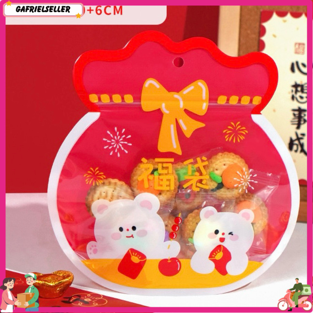 Cookies Bag Imlek Plastik Ziplock Cookies Imlek Plastik imlek lucu Plastik Hampers Imlek D6-1