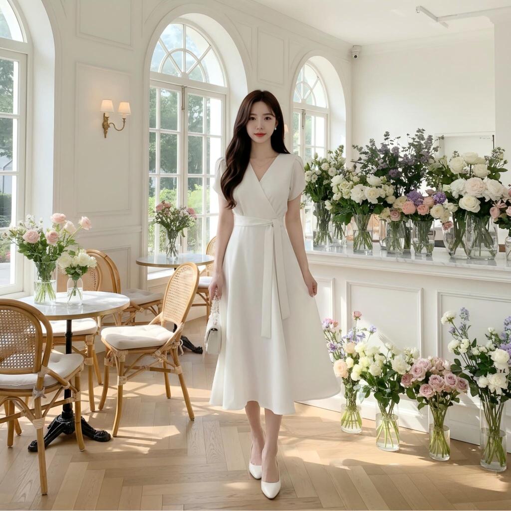 Fairy Long Dress Putih Pantai Press Body Lengan Pendek Kondangan Lebaran Simple Elegan Terbaru 2026