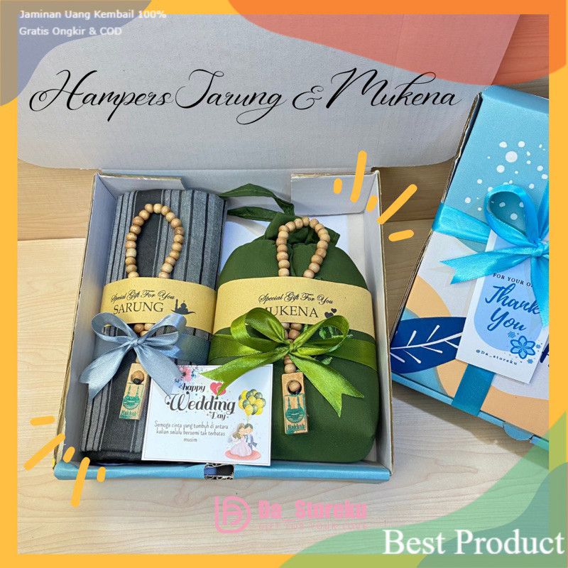 HAMPERS SARUNG MUKENA TASBIH HADIAH WEDDING ENGAGEMENT ANNIVERSARY / HAMPERS WEDDING COUPLE SARUNG M