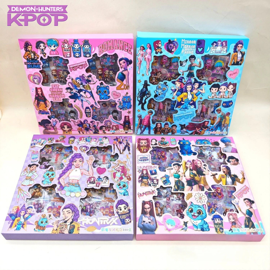 100pcs/set Demon Hunters Cartoon Anime Stickers Rumi Mira Zoey Waterproof DIY Decorative Kids Gifts 