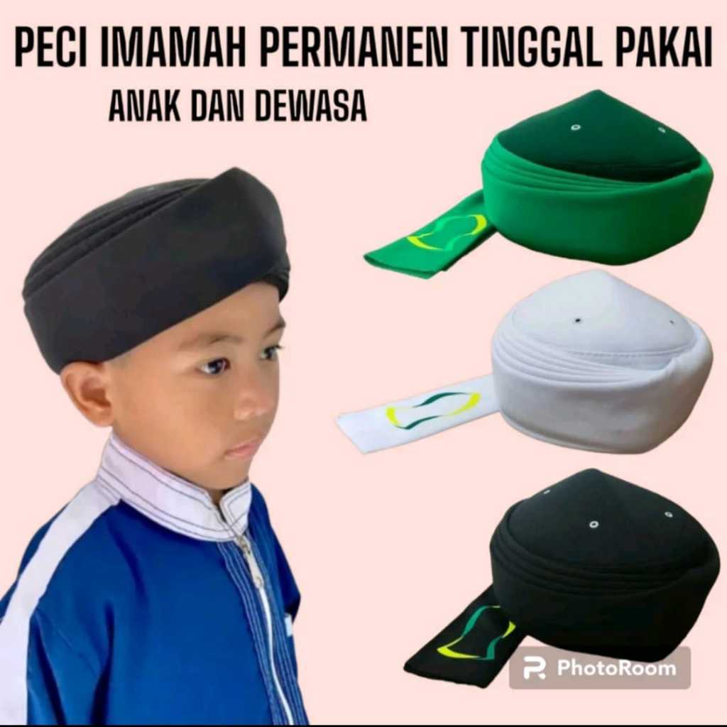 TERBARU Peci Imamah / peci imamah permanen / Peci imamah premium / Peci imamah anak anak / Peci imam
