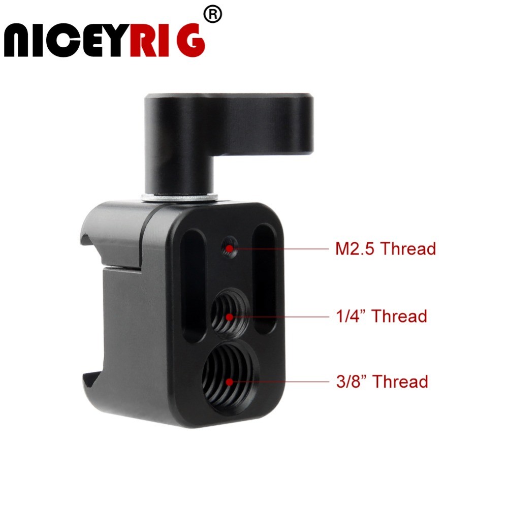 NICEYRIG Camera Clamp Quick Release Nato Clamp Mount with 3/8" 1/4"-20 and M2.5 Screw Hole Camera Mo