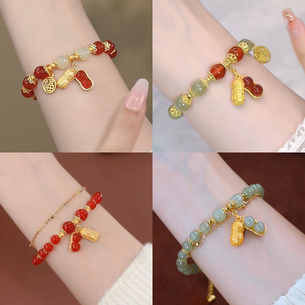 Gelang Kacang Keberuntungan Gelang Berkat Kacang Merah Gelang Cina Retro Aksesori Gelang Perhiasan W