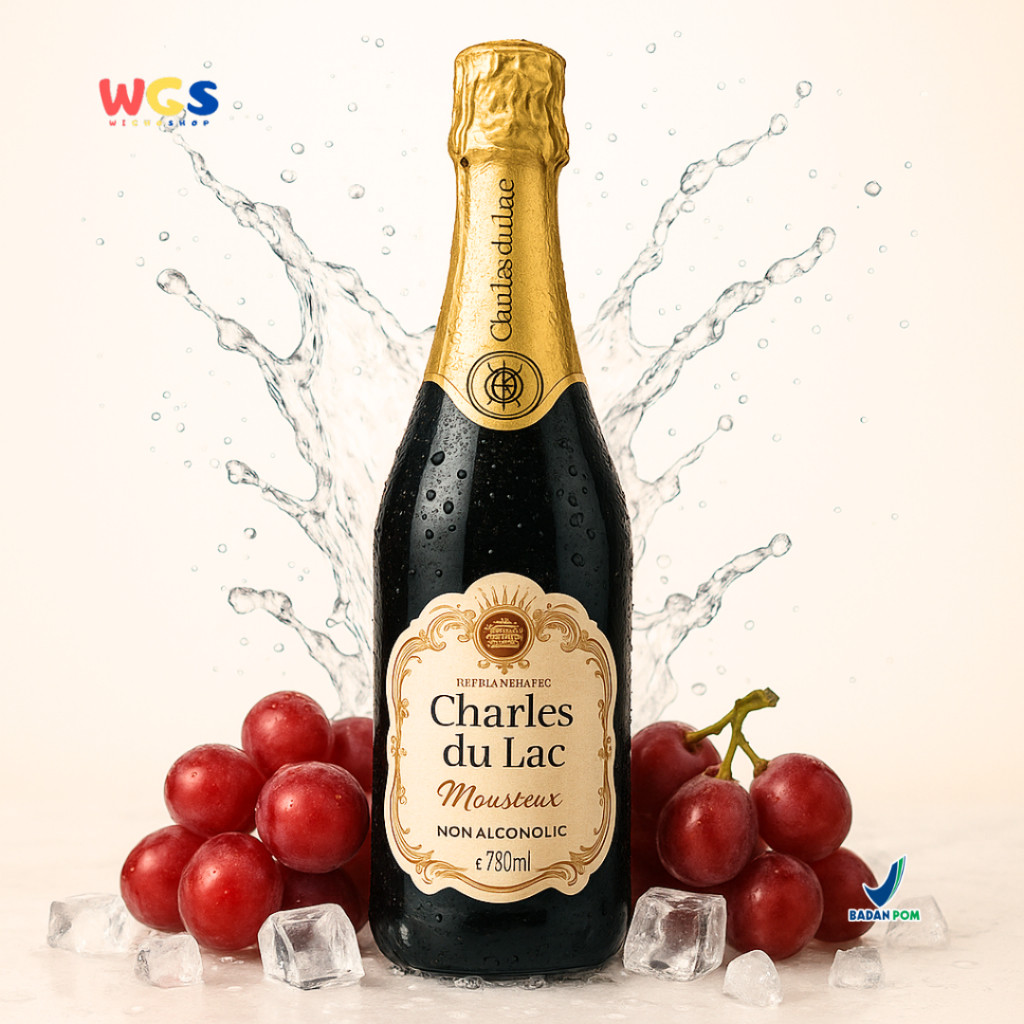 TERLARIS Charles du Lac Sparkling Red Grape 750ml – Minuman Anggur Merah Non Alkohol Elegan & Premiu