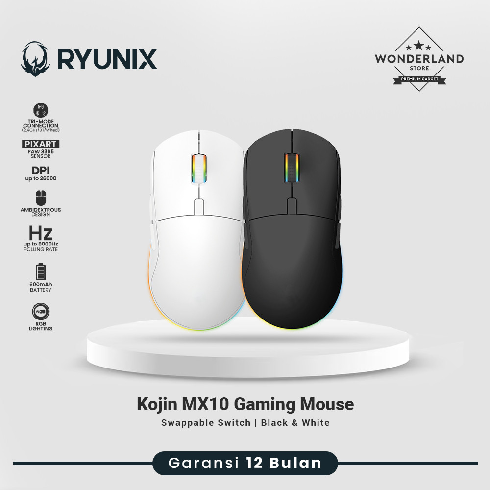 Sades Ryunix Kojin MX10 Mouse Gaming Wireless Bluetooth Triple Mode Ambidextrous Design