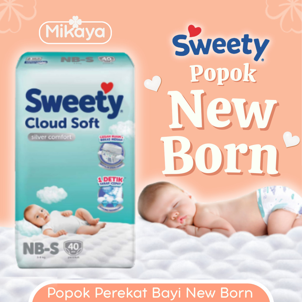 Popok Sweety Silver Bayi NEWBORN NBS 40 Popok PEREKAT Bayi Baru Lahir Perekat Sweety Pampers Baby