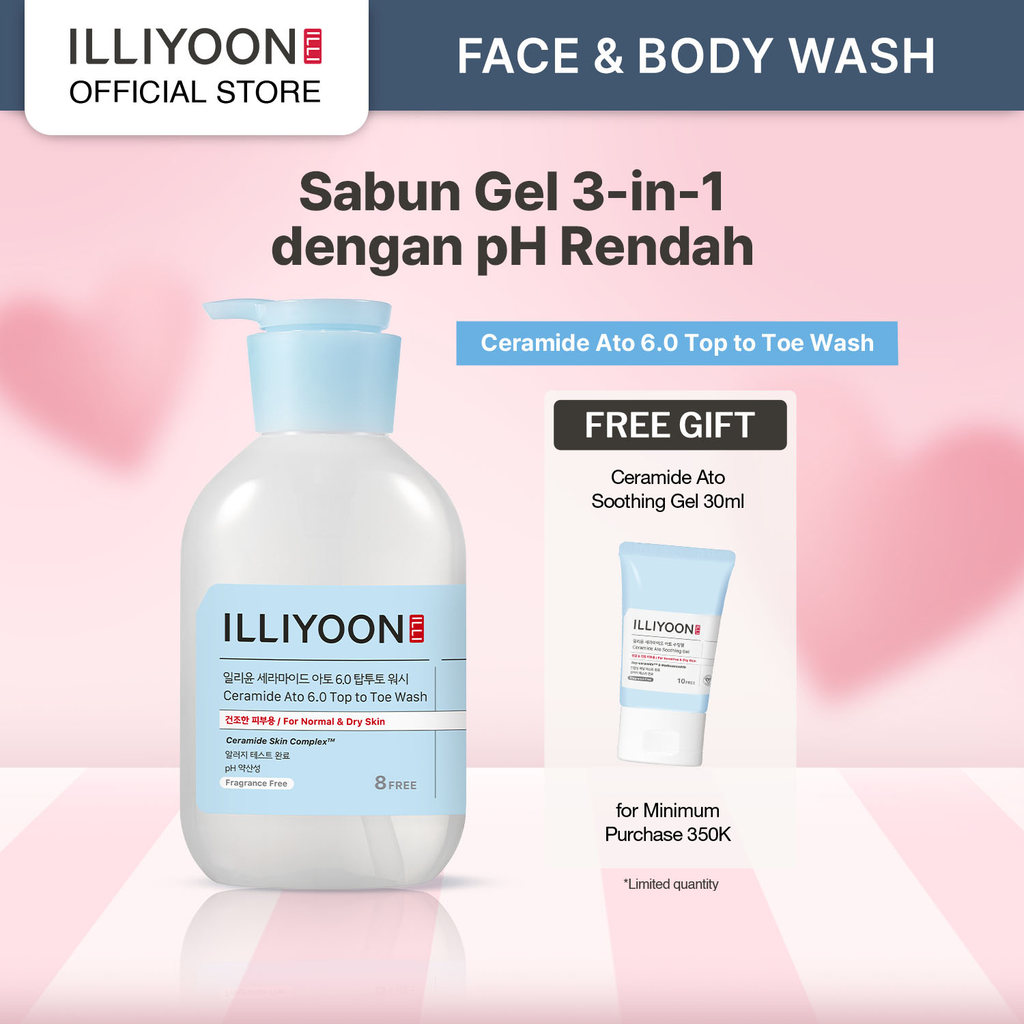 ILLIYOON Ceramide 6.0 Top To Toe Wash 500ml - Sensitive Skin, Hair, Face, & Body Wash - Sabun untuk 