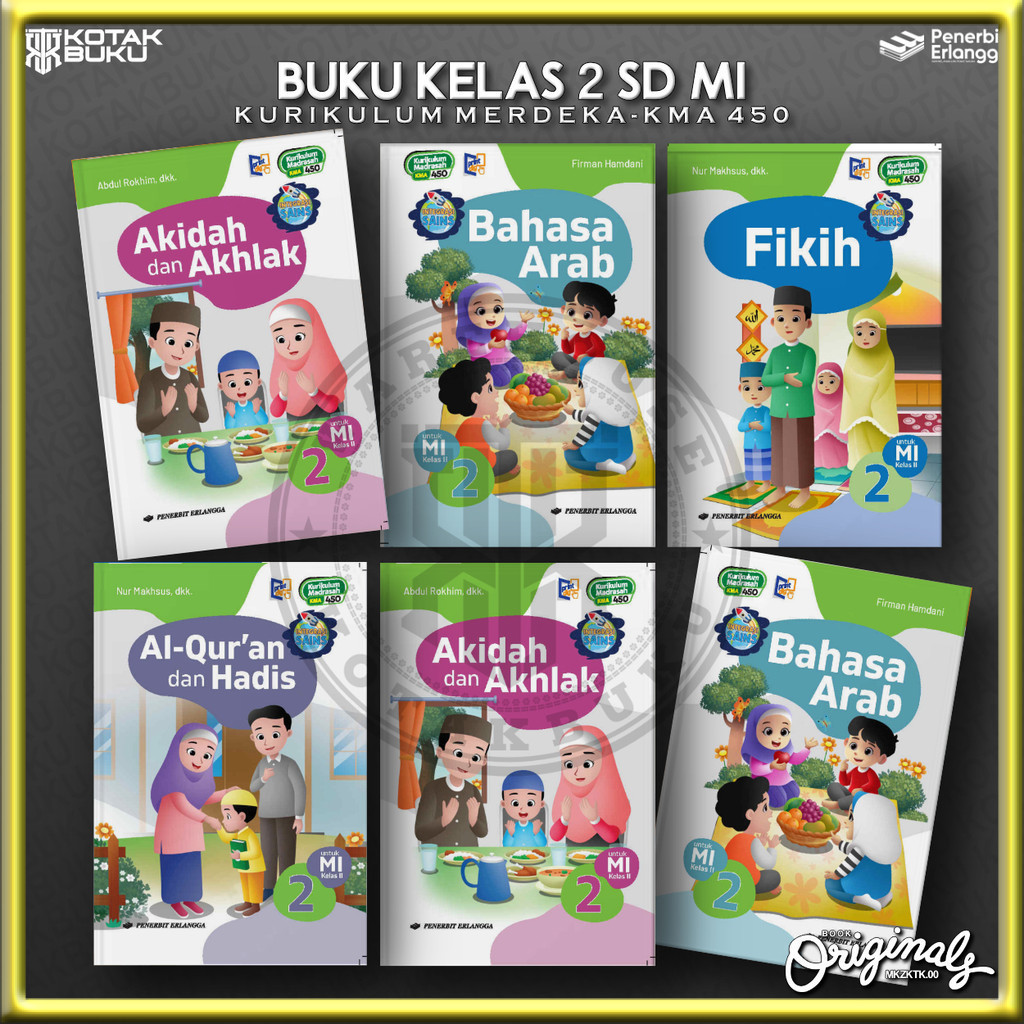 [ Erlangga ] Buku Kelas 2 MI SD / Madrasah Ibtidaiyah / Kurikulum Merdeka / KMA 450