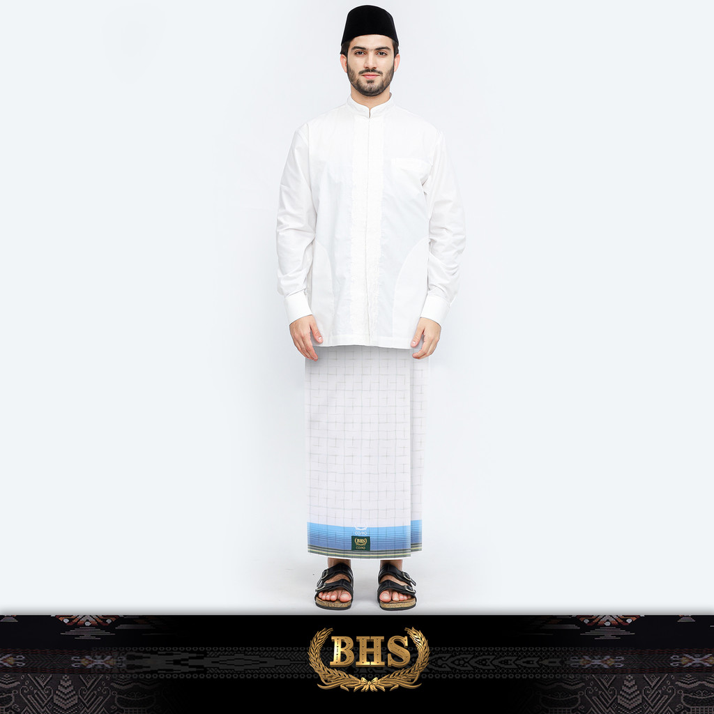 Sarung BHS Cosmo Gold Motif K26 PRC Putih Biru 02