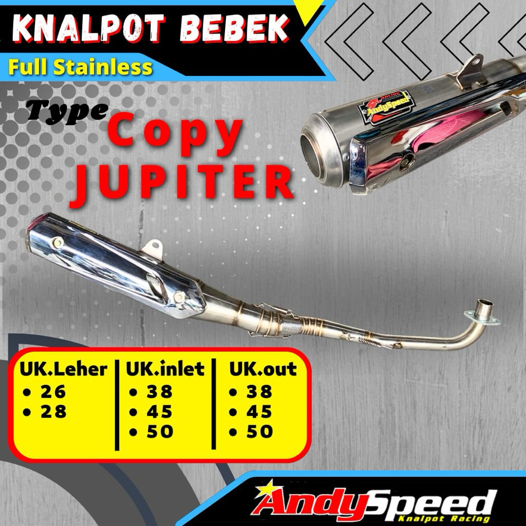 Knalpot jupiter standar racing full stainless andy speed
