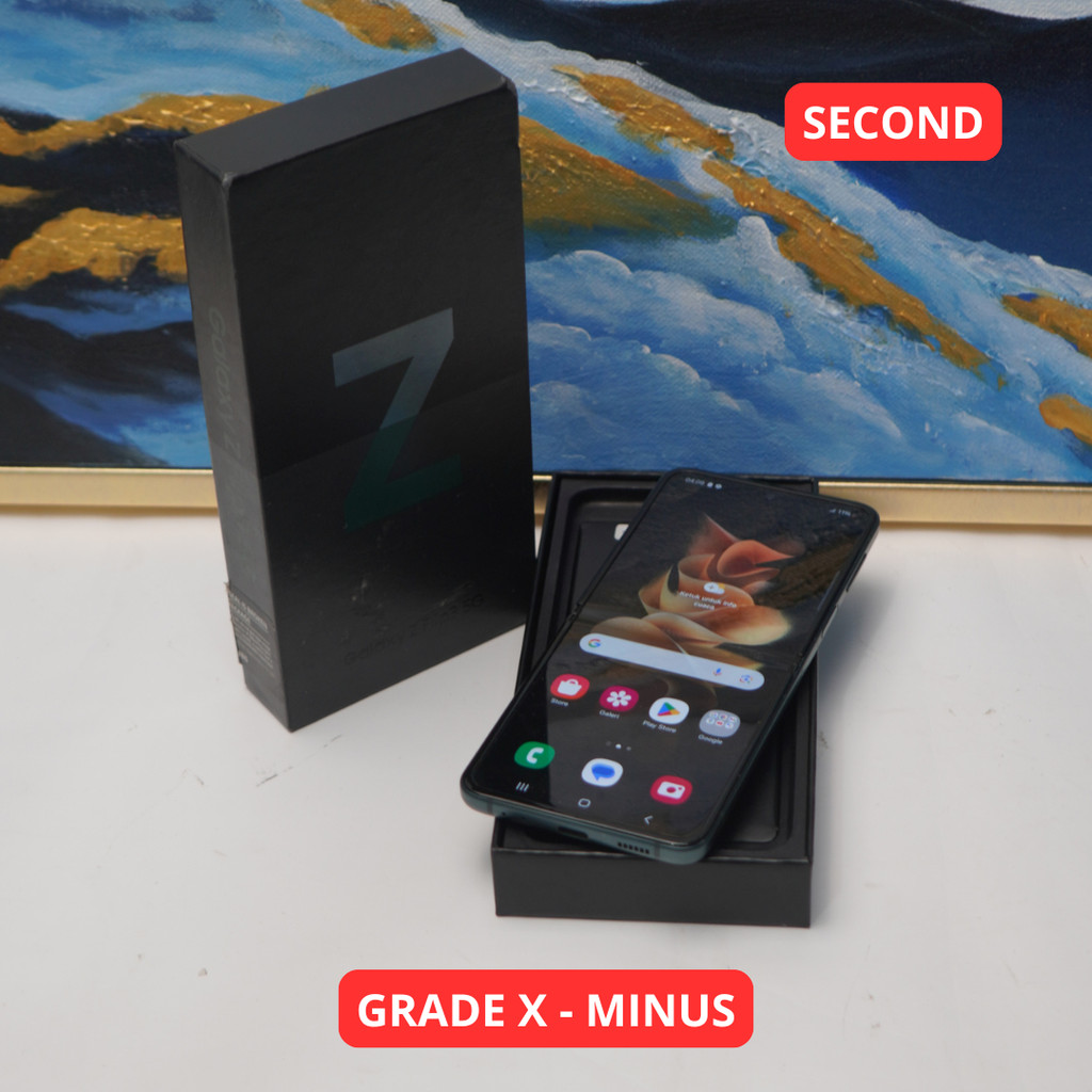 SAMSUNG Z FLIP 3 8/128 GB GRADE X - MINUS HP SECOND ORIGINAL SINAR MUTIARA CELL