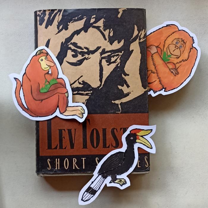 Pembatas buku jahit tangan spesies Kalimantan, badak sumatra, burung enggang rangkong badak rhinocer