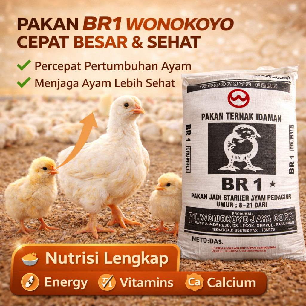 BR1 WONOKOYO PAKAN DOC AYAM KECIL PENGGEMUK - MAKANAN AYAM KECIL AYAM KAMPUNG AYAM BROILER