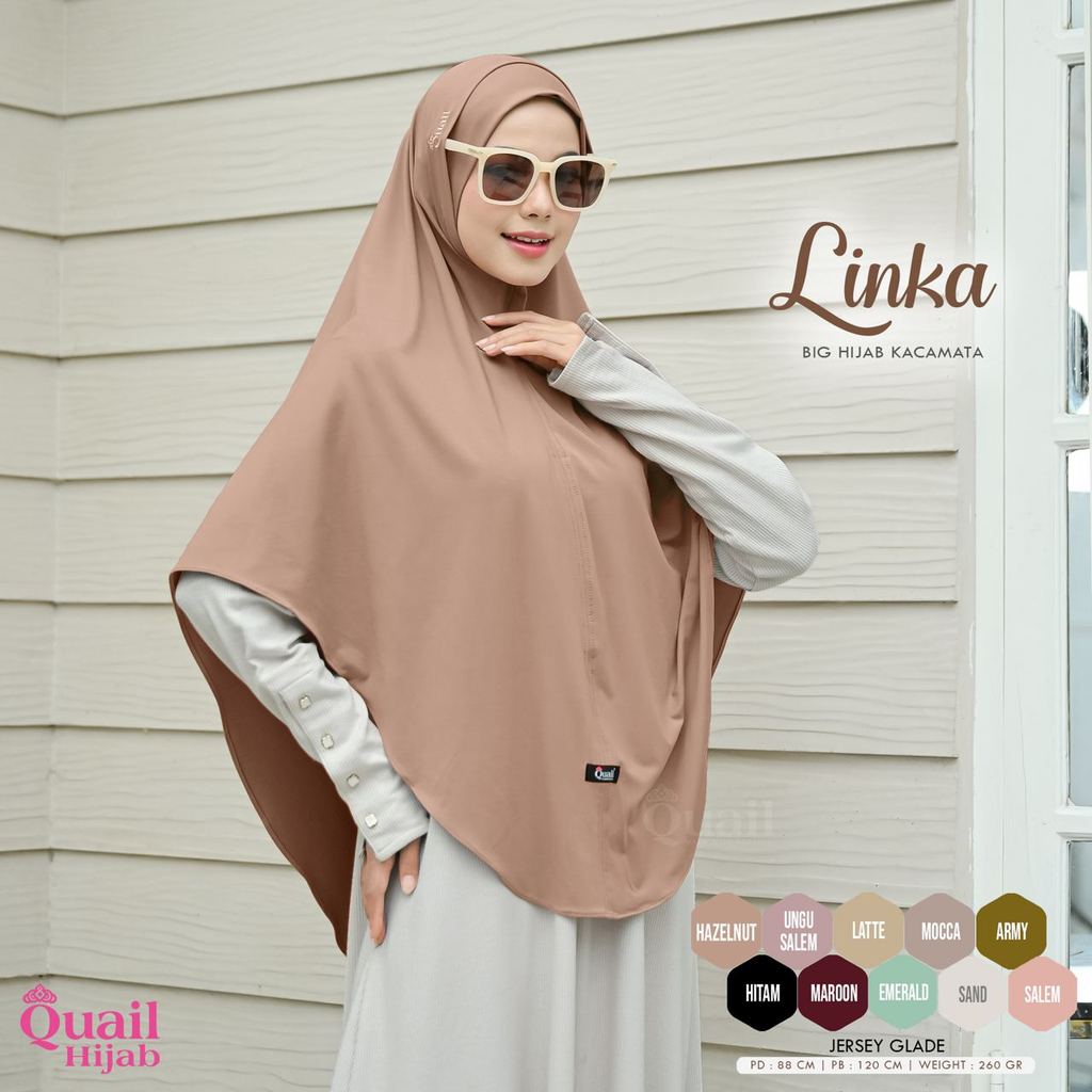 Quail Linka Hijab Kacamata Jumbo Original Quail Jilbab Jersey Premium