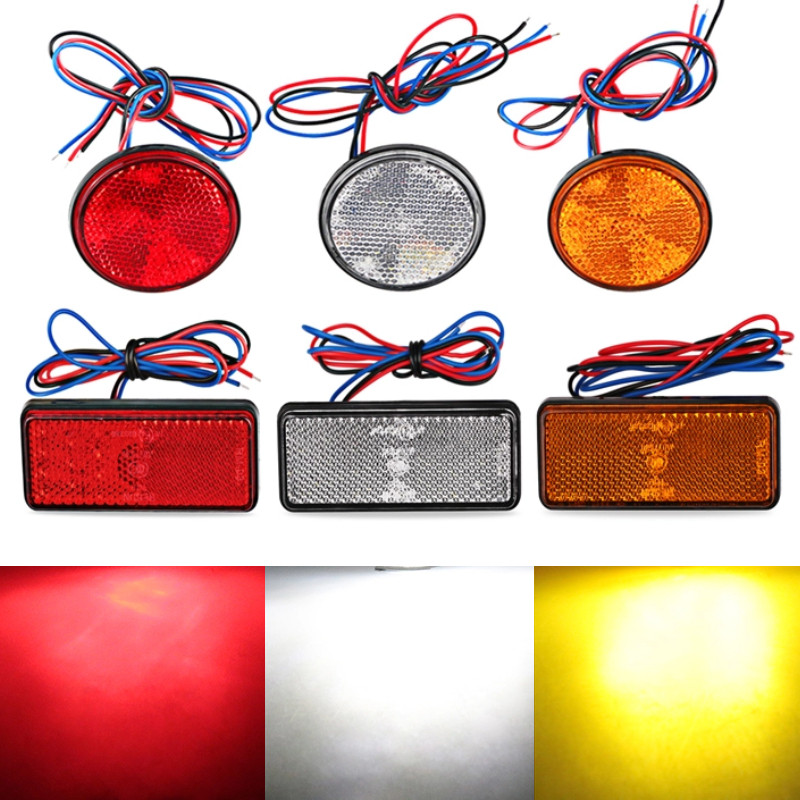 Lampu Belakang Bulat 12V untuk Mobil/Motor/Lampu Sein/Reflektor LED ATV/Lampu Peringatan Samping Tru