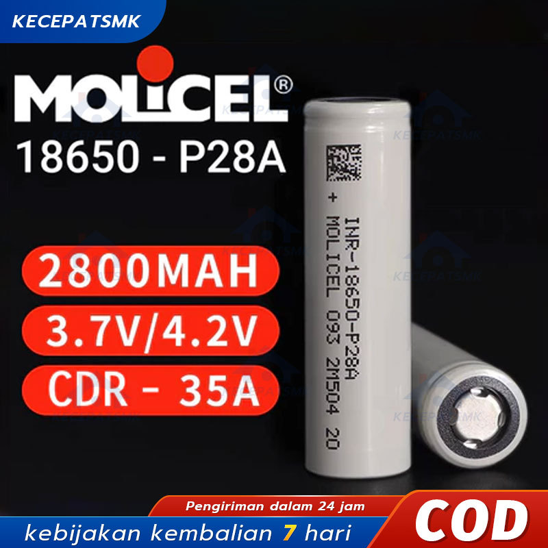 Baterai Molicel P26 P28 P42 18650 & 21700 Kapasitas Tinggi