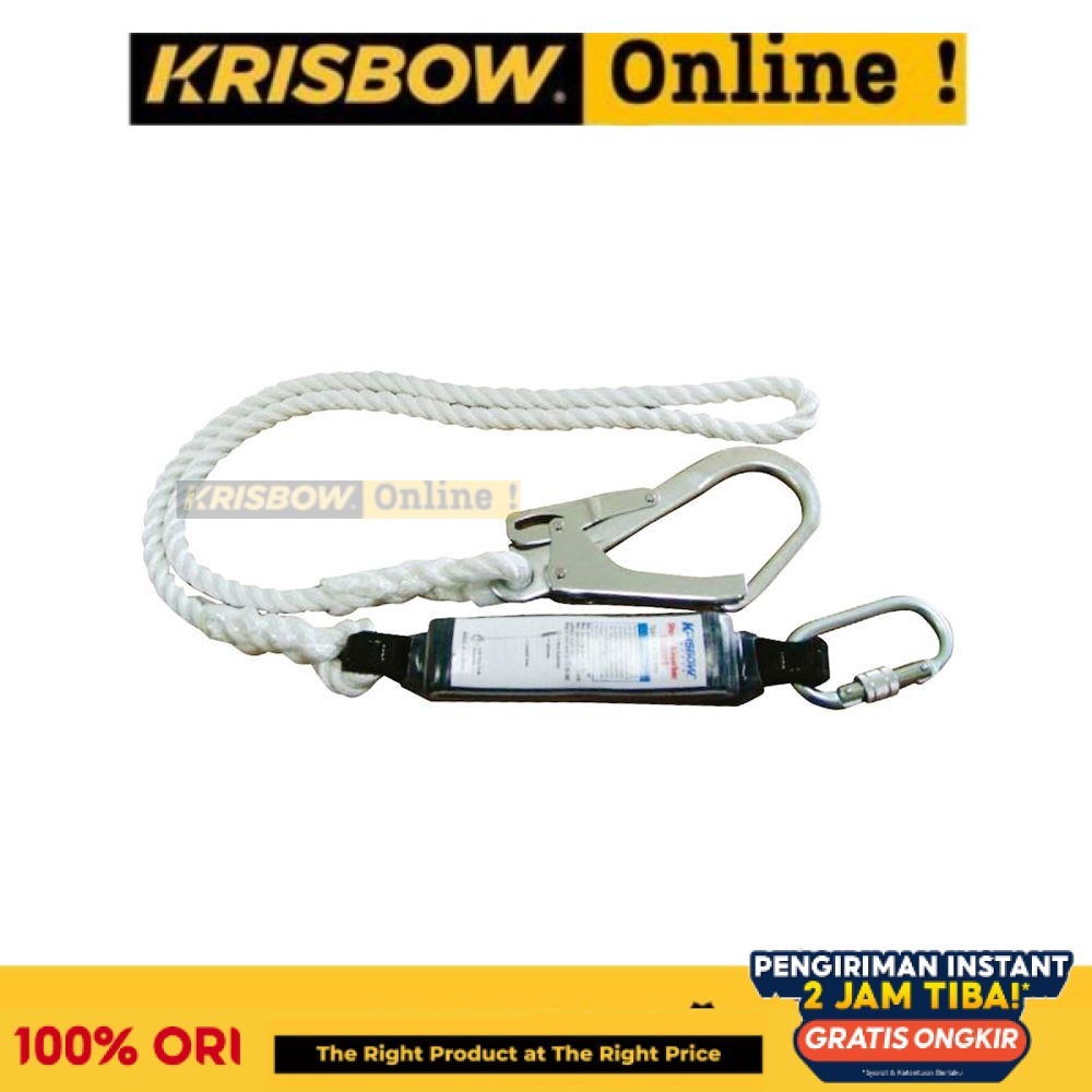 Krisbow Lanyard Rope With Shock Absorber Tali Safety Full Body Harness Lanyard Pengaman Kerja Keting