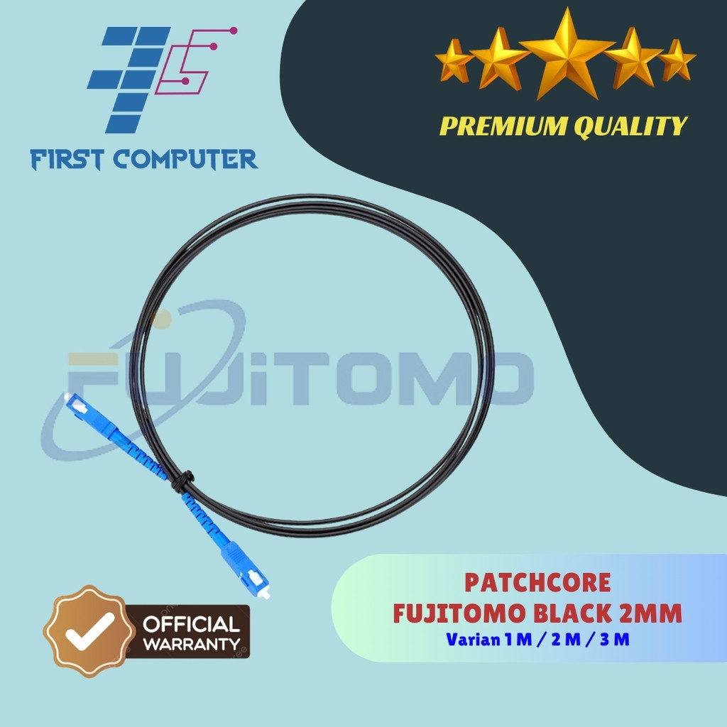 [ Paket 10pc ] Patchcore - Patchcord Bulat Black Fujitomo 2mm [ Premium Quality ]