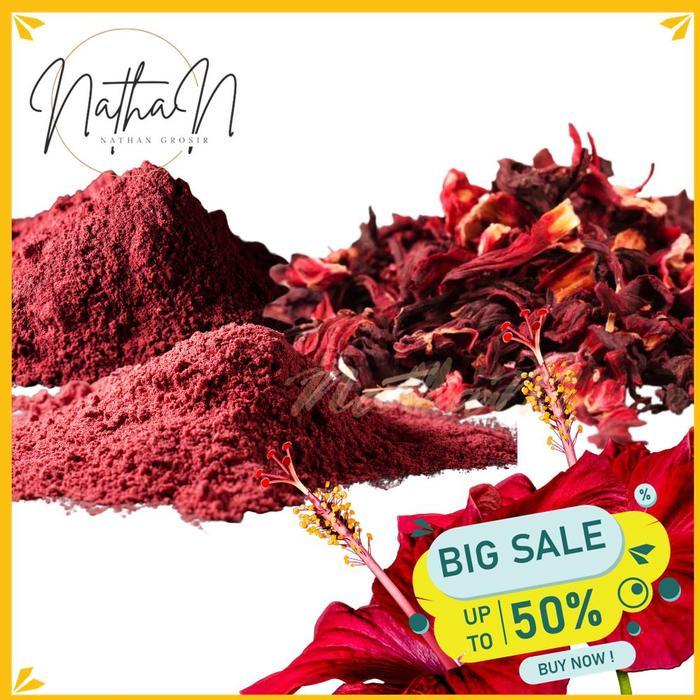 BUBUK TEH BUNGA KEMBANG SEPATU HIBISCUS FLOWER TEA / BUNGA RAYA PREMIUM  BY NATHAN GROSIR BEST SELLE