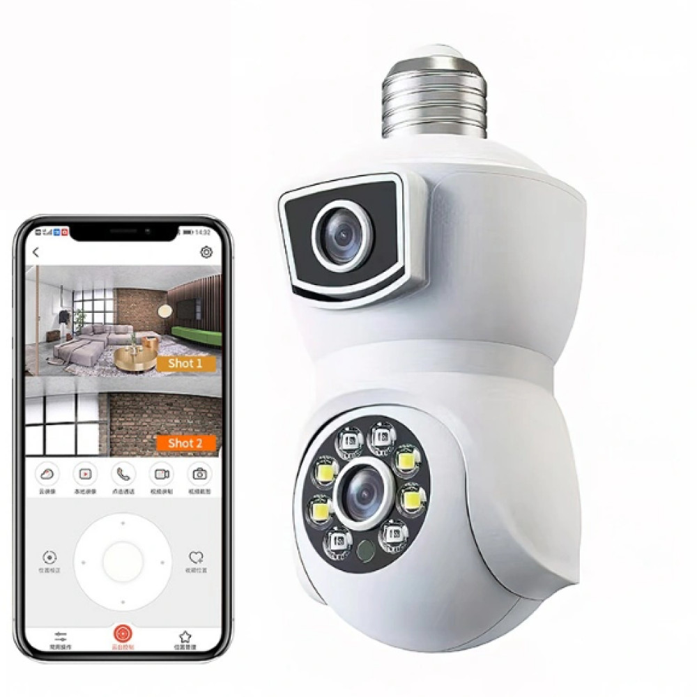 V380 Pro E27 Kamera CCTV Bohlam Dual Lens 1080P IP Camera WiFi Panoramic 360 Derajat CCTV Lampu Wire