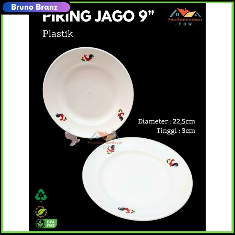 TERMURAH Piring Plastik Jago 9"/ Piring Makan Jago / Piring Plastik Putih