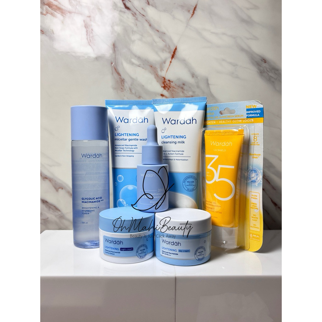 Wardah Paket Mencerahkan Lightening Series | Paket Wardah Lightening Series | Cleansing Milk Facial 