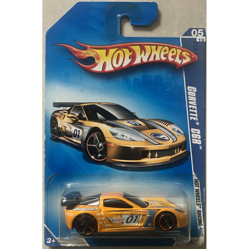 Hotwheels Regular Yellow Corvette C6R Gold 01 THR Blue Card Not Mint Original Mattel