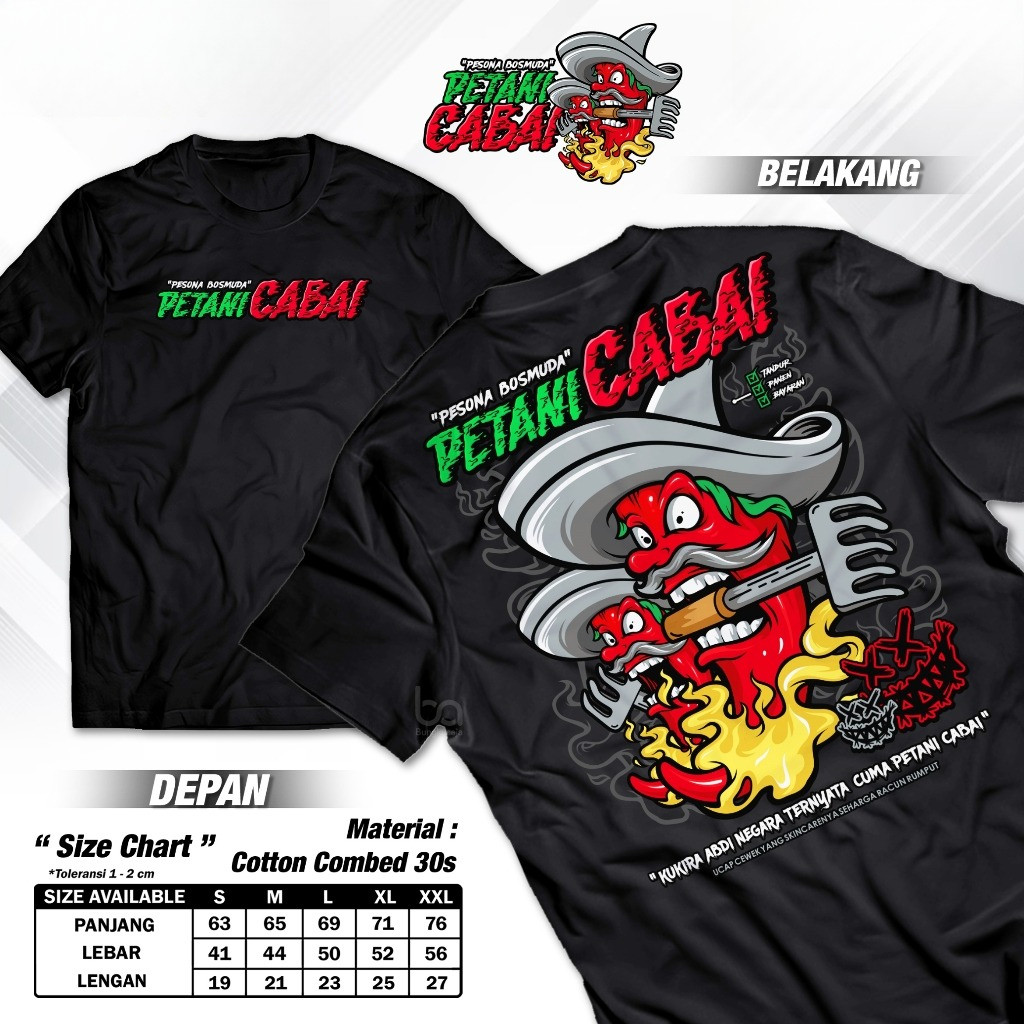 Kaos Petani Cabai Pesona Bos Muda - Baju Profesi Tukang Tani Cabe Rawit Milenial Cotton Combed