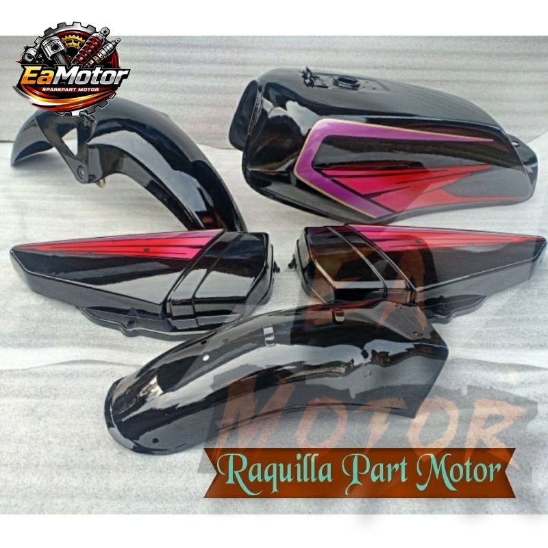 Tangki Set Spakbor Box Aki Motor Yamaha Rx King 1997 1998 Hitam