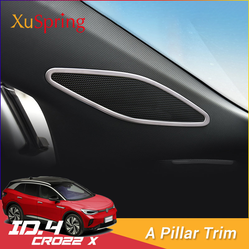 Car A Pillar Sound Auo Bezel Trim Ring Frame Sticker Garnish Styling For VW ID.4 ID4 GTX Crozz 2021 