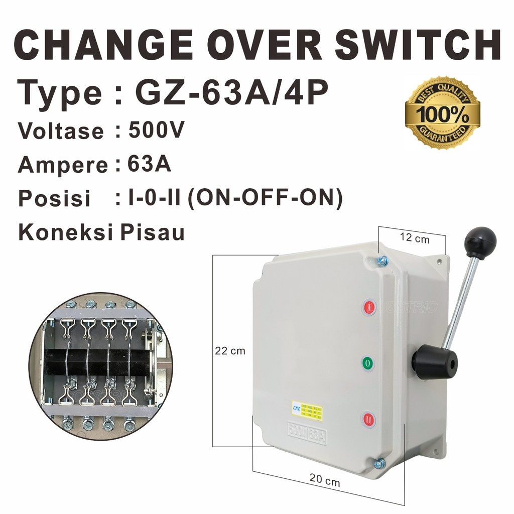 COS MODEL PISAU CHANGE OVER SWITCH MANUAL SAKELAR GZ-63A 4P I-0-II (ON-OFF-ON)