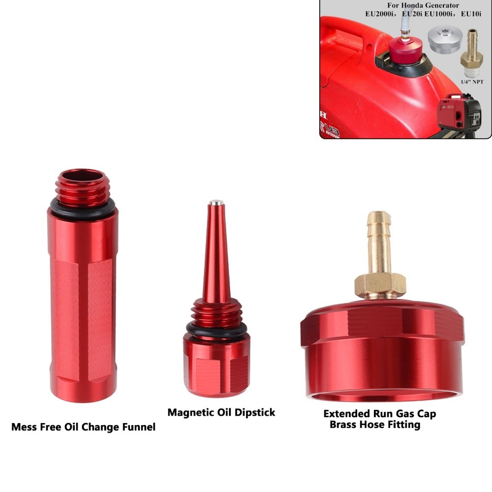 Extended Run Fuel Gas Cap Red For Honda Generator EU2000i EU2200i 1/4"NPT Line