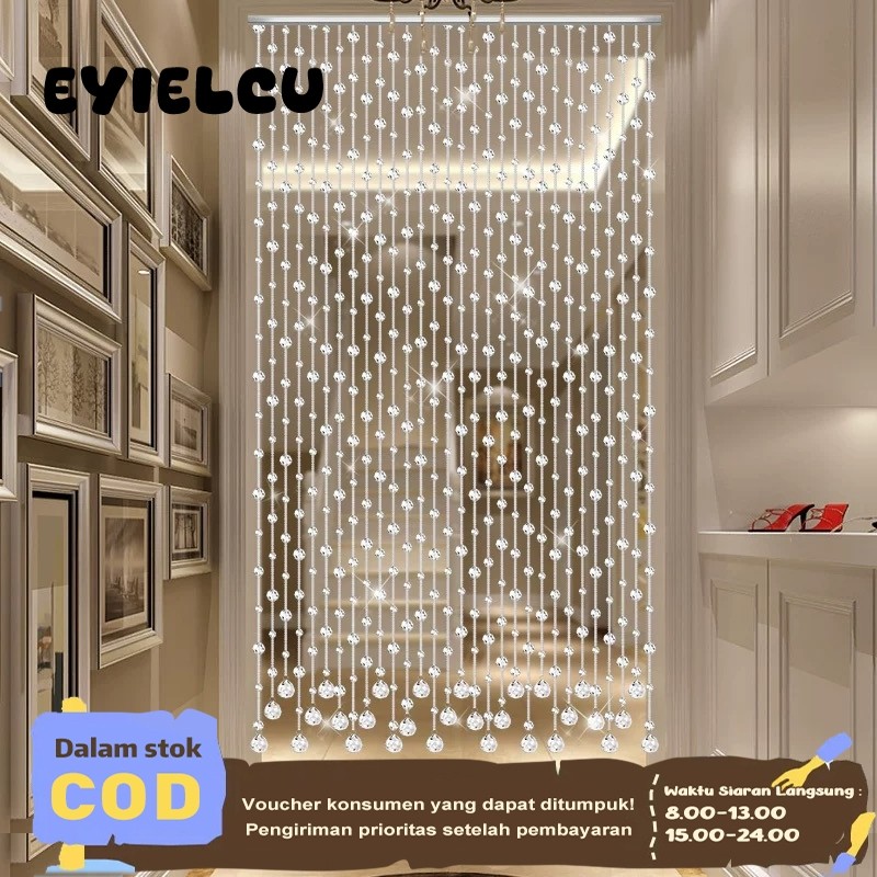 mutiara_co - Eyre  10pcs Tirai Manik Kristal Feng Shui Tanpa Bor - Gorden Pembatas Ruang Transparan 