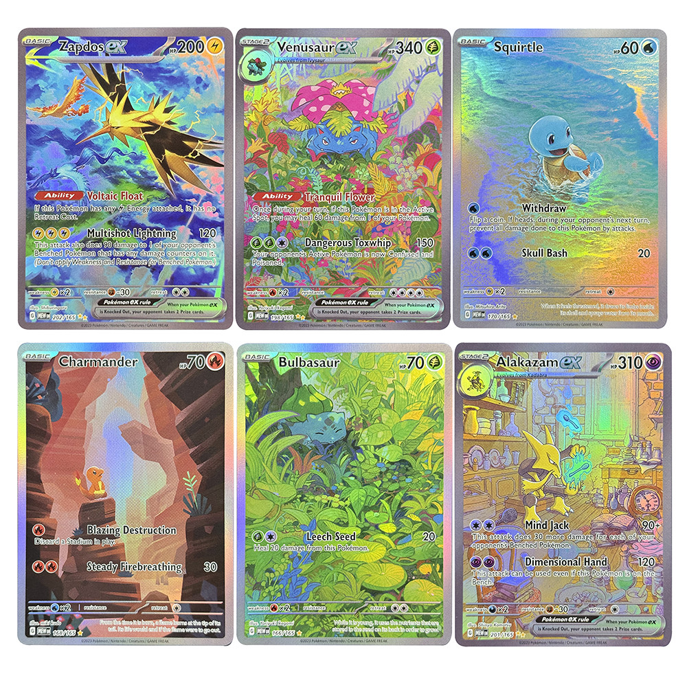 PTCG Proxy Cards 151 MEW Alakazam Blastoise Bulbasaur armander Squirtle Venusaur Zapdos arizard JP T