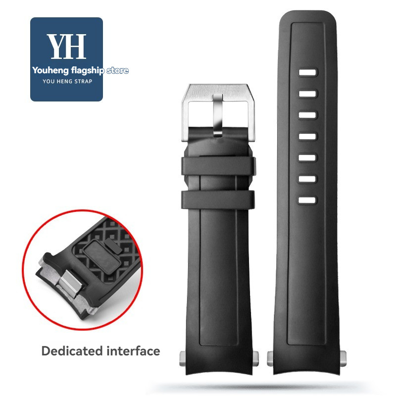 High Quality Fluoro rubber watchband for IWC Aquatimer IW3768/3290/3568/3767 IW356802/376705 men Bla