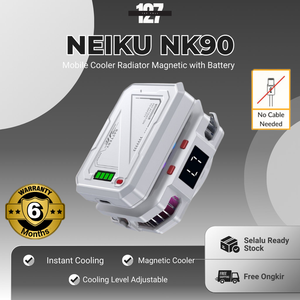 NEIKU NK90 Funcooler Mobile Cooler Radiator Smartphone Pendingin HP Gaming Rechargeable 3000mAh