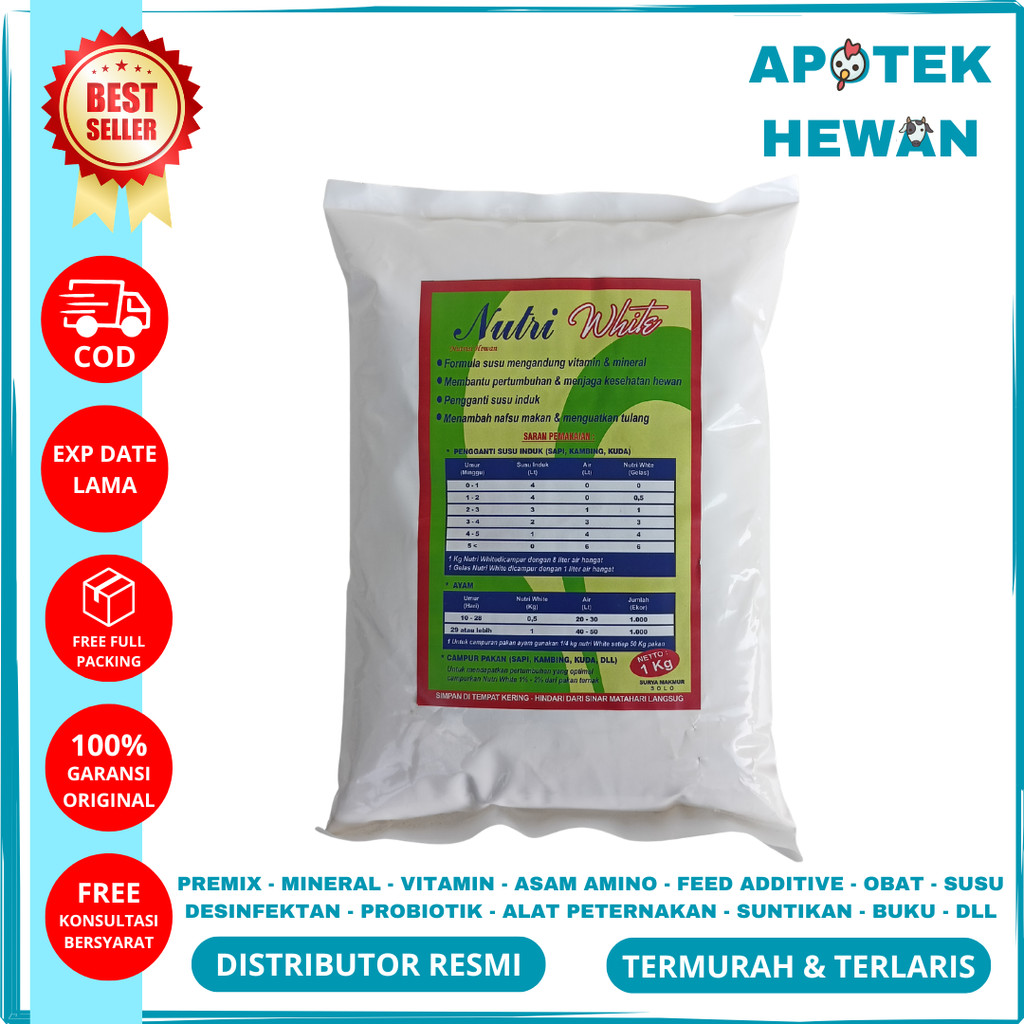 NUTRI WHITE 1KG Susu Hewan Ternak Sapi kambing Domba Pedet cempe