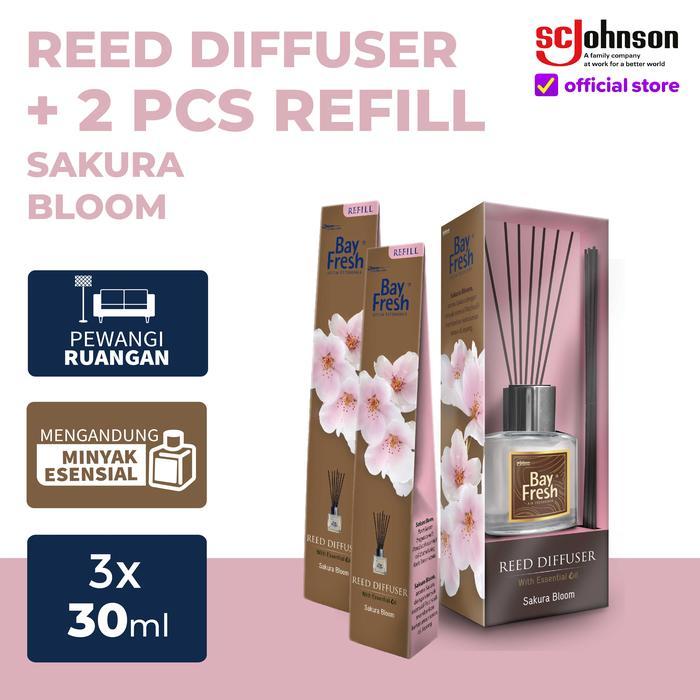 Atap Home Bayfresh Reed Diffuser Pengharum Ruangan + 2pcs Refill - Sakura Bloom