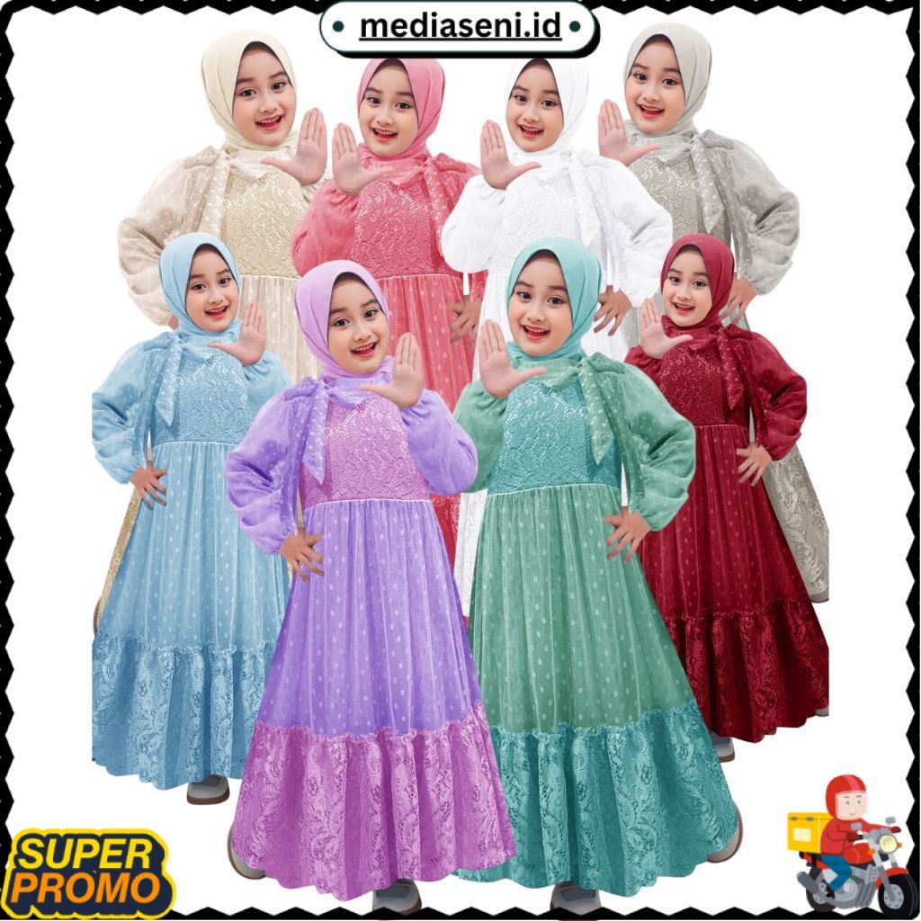 TERLARIS Gamis anak perempuan Bellvani 3-11thn / gamis anak / gamis pesta anak perempuan / baju musl