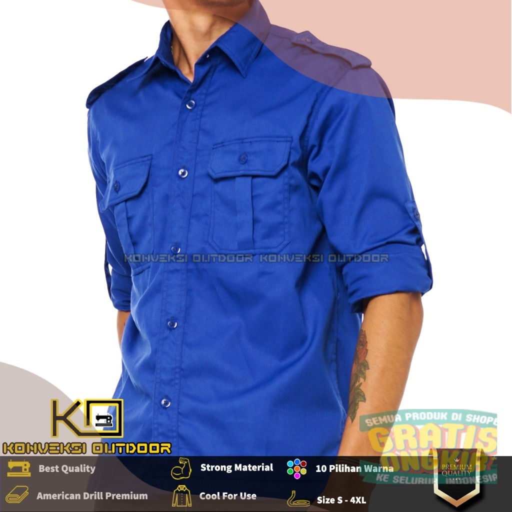 BAJU KEMEJA PDL LAPANGAN OUTDOOR INDOOR PRIA LENGAN PANJANG - Seragam Kerja Kantor Group Kemeja Lapa