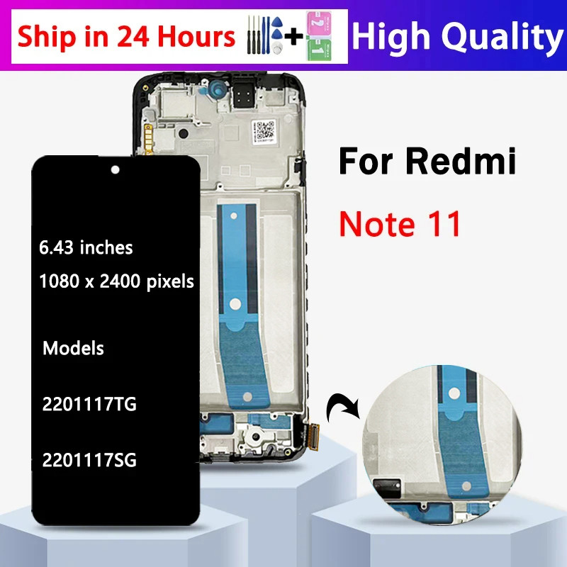 AMOLED LCD For Redmi Note 11 LCD For Xiaomi Redmi Note 11 splay Note11 2201117TG Screen Tou Glass gi