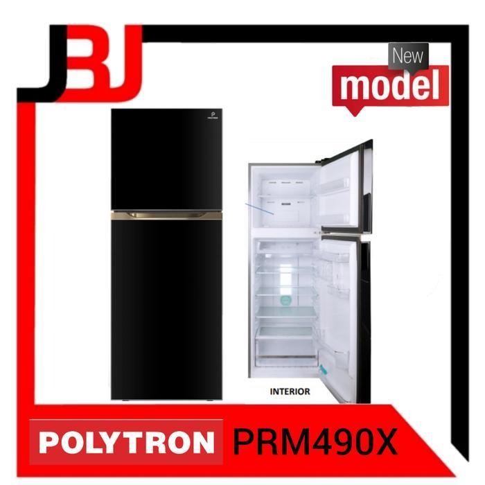 Kulkas 2 pintu POLYTRON PRM-490X kulkas Tempered Glass PRM490X PRM 490