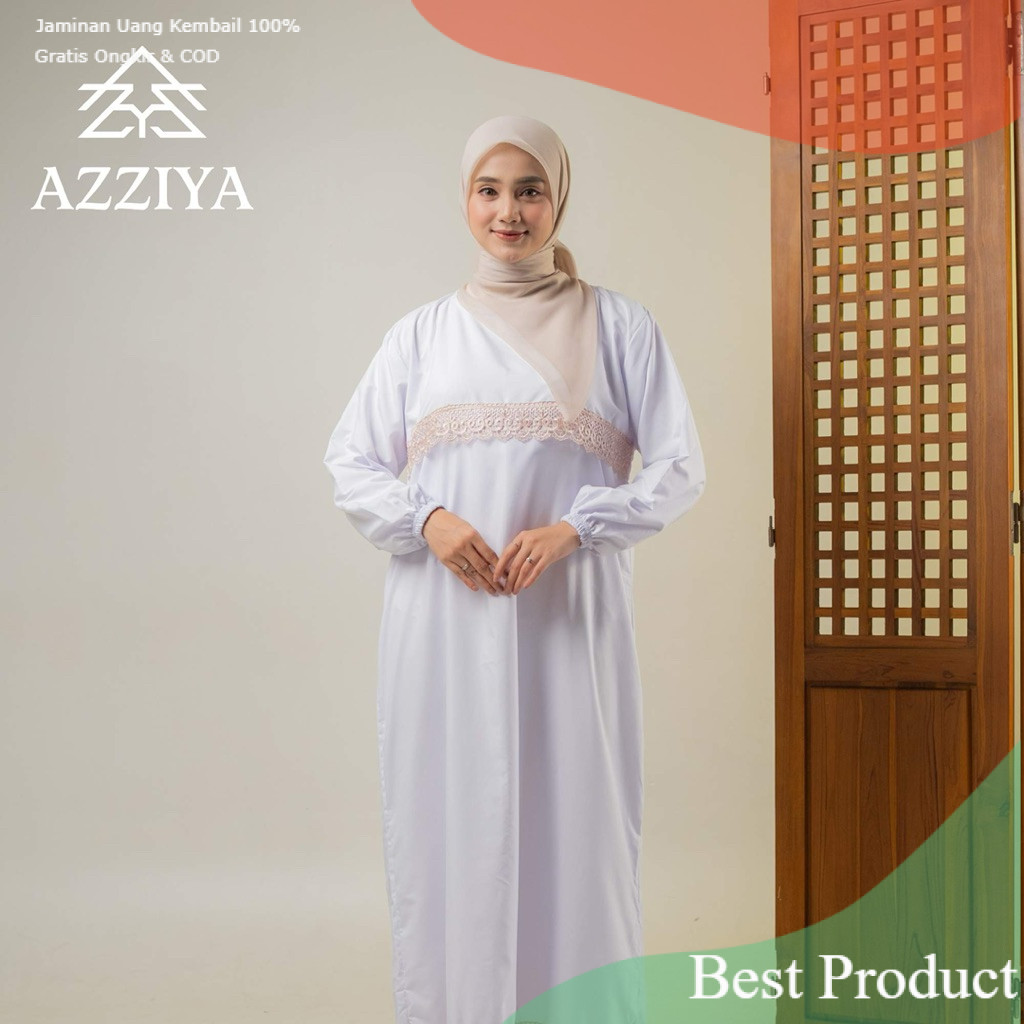 Azziya-Gamis Haji dan Umroh | Arafah Premium Series dengan Renda Halus dan Saku Tengah Fungsional | 